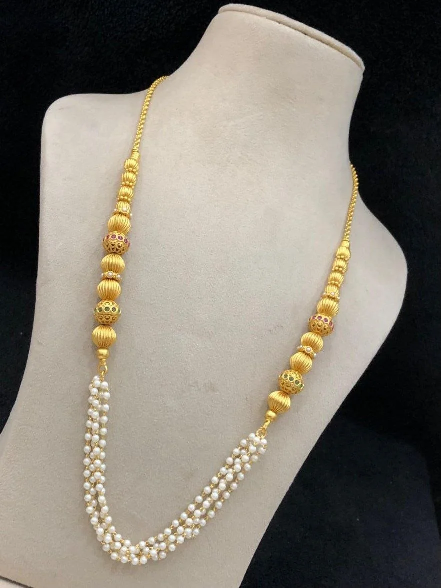 Antique Pearl Cascade Stone Mala set